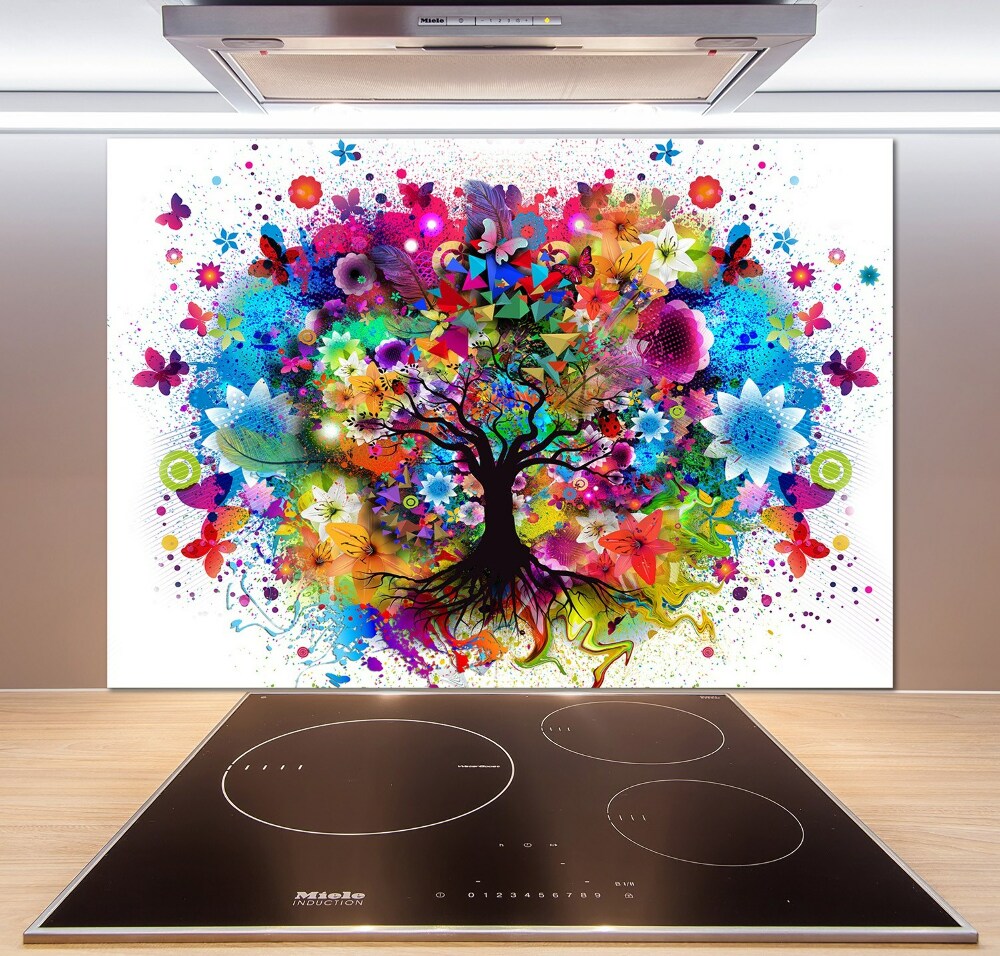 Cooker splashback Colorful tree