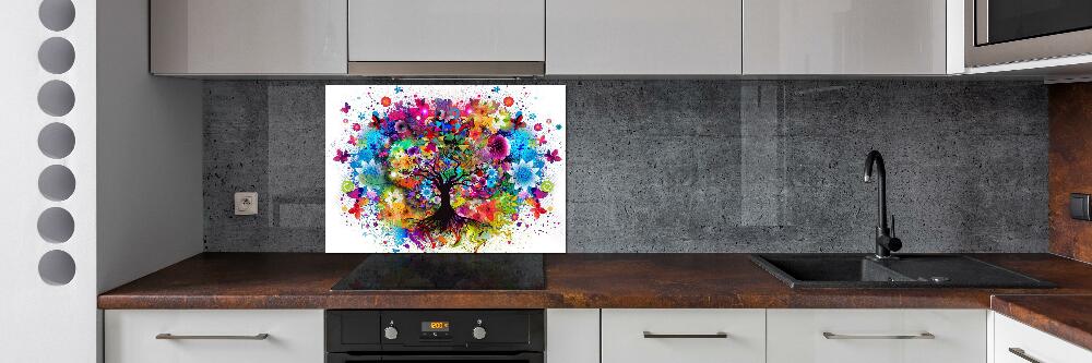 Cooker splashback Colorful tree