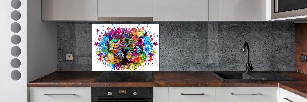 Cooker splashback Colorful tree