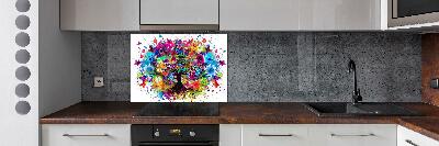 Cooker splashback Colorful tree