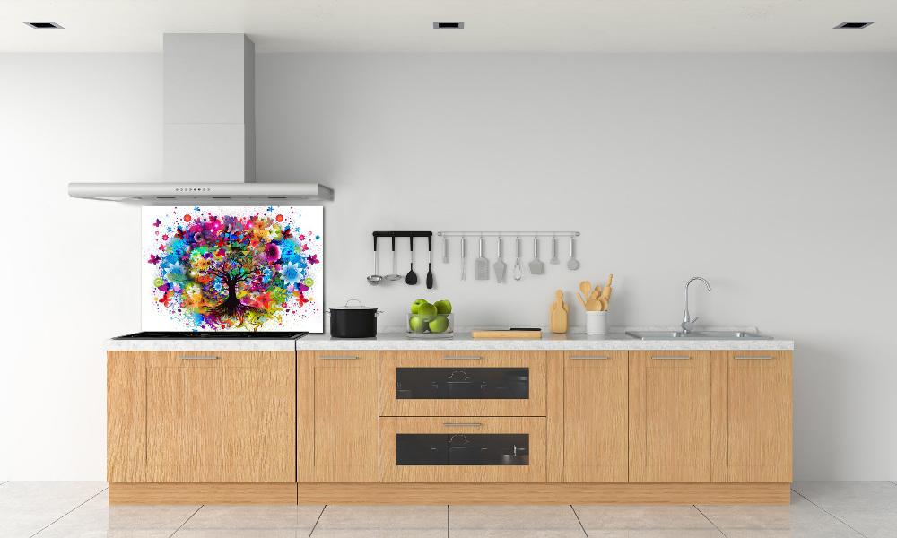 Cooker splashback Colorful tree