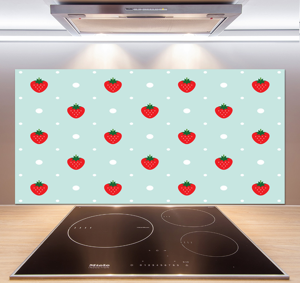 Glass splashback Strawberry icons