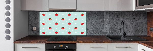 Glass splashback Strawberry icons