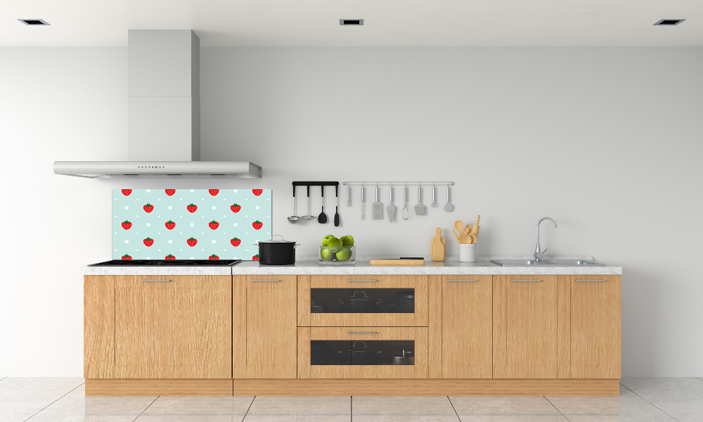 Glass splashback Strawberry icons