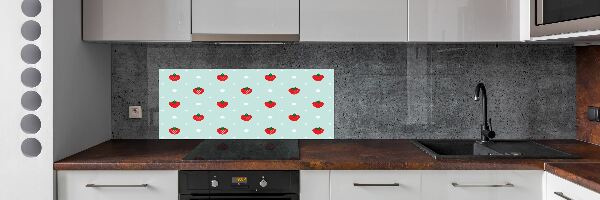 Glass splashback Strawberry icons