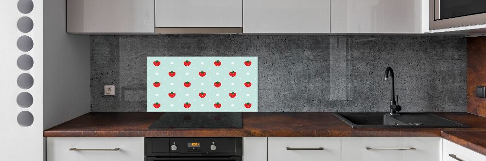 Glass splashback Strawberry icons