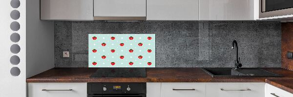 Glass splashback Strawberry icons