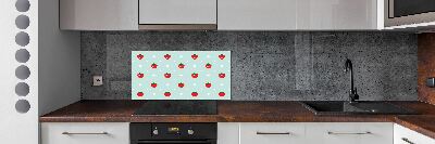 Glass splashback Strawberry icons