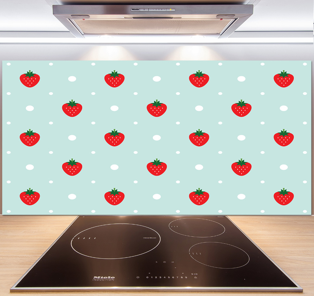 Glass splashback Strawberry icons