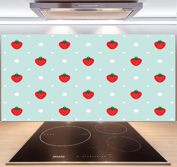 Glass splashback Strawberry icons