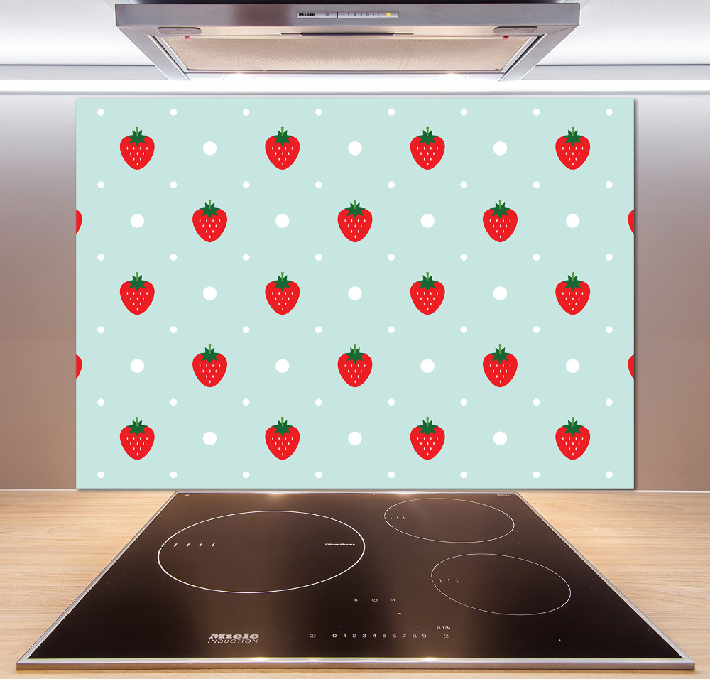 Glass splashback Strawberry icons