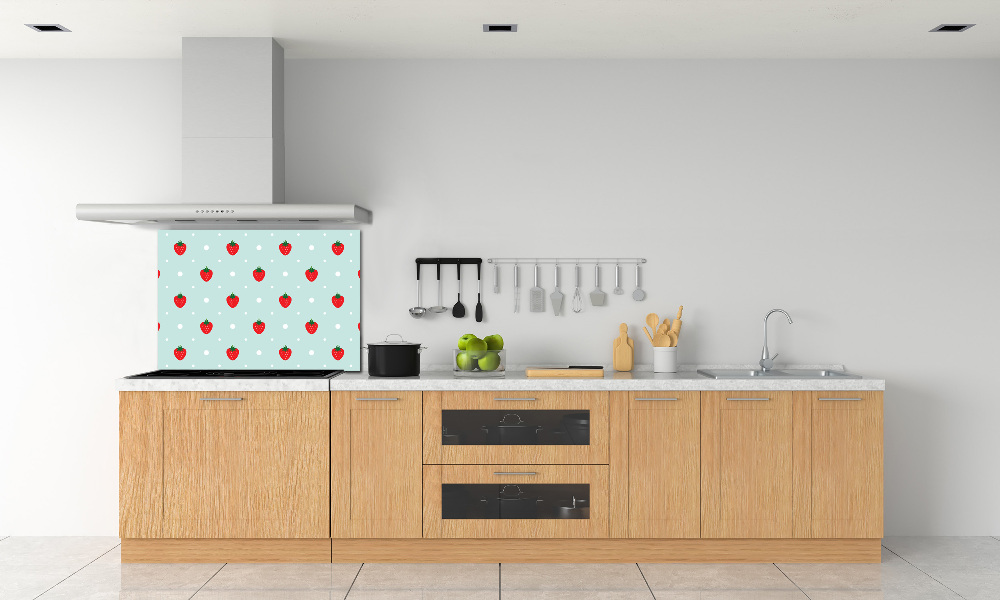 Glass splashback Strawberry icons