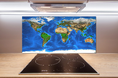 Kitchen wall panels world map