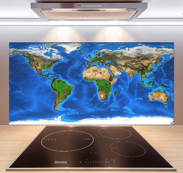 Kitchen wall panels world map