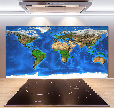 Kitchen wall panels world map