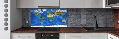 Kitchen wall panels world map