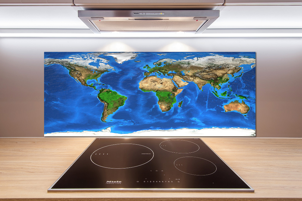 Kitchen wall panels world map