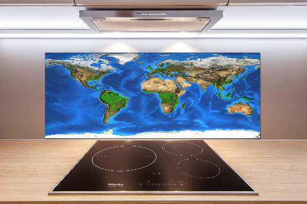 Kitchen wall panels world map