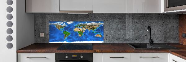 Kitchen wall panels world map