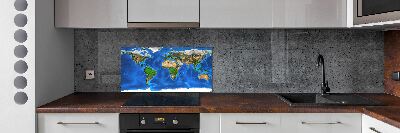 Kitchen wall panels world map