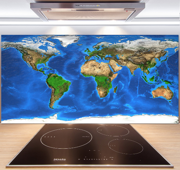 Kitchen wall panels world map