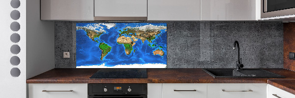 Kitchen wall panels world map