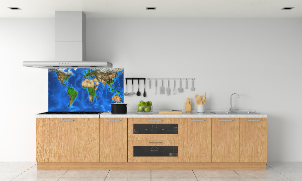 Kitchen wall panels world map