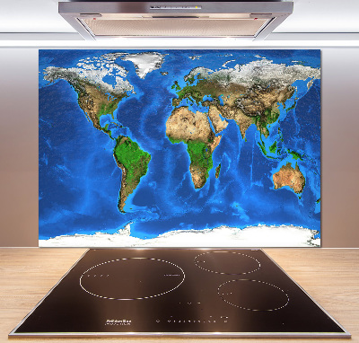 Kitchen wall panels world map