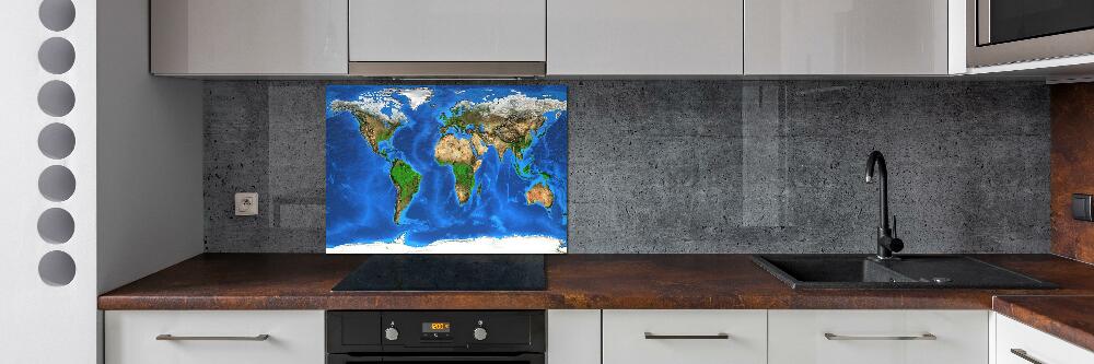 Kitchen wall panels world map