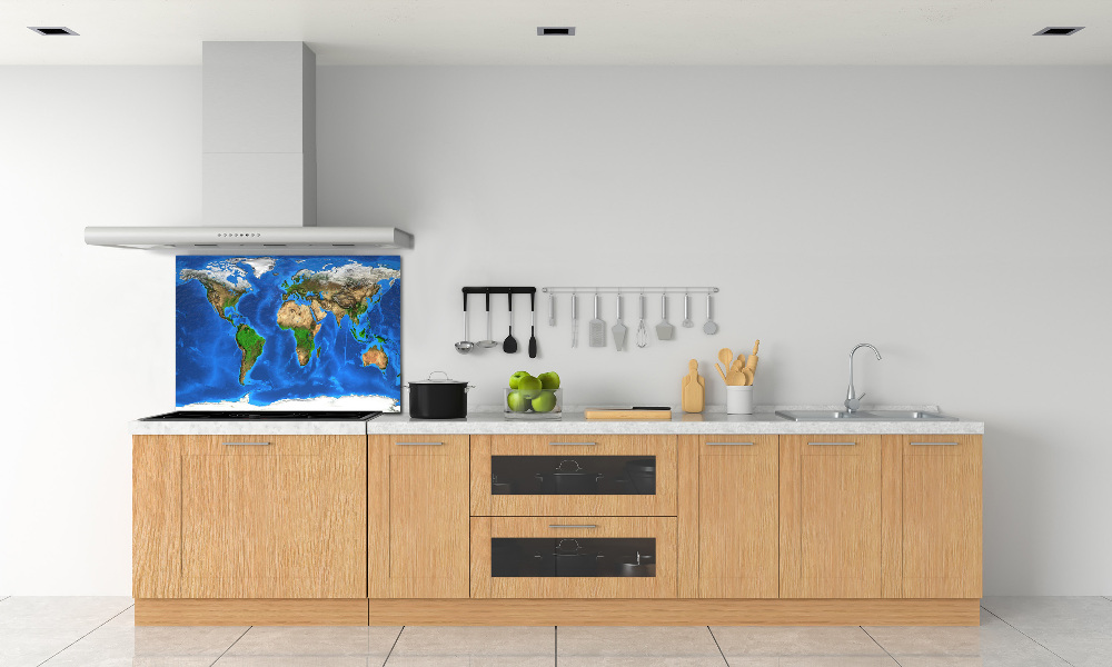 Kitchen wall panels world map