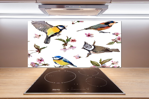 Kitchen splashback Birds cherry flowers