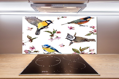 Kitchen splashback Birds cherry flowers