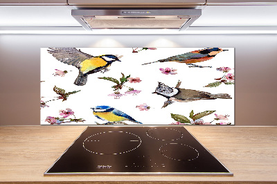 Kitchen splashback Birds cherry flowers