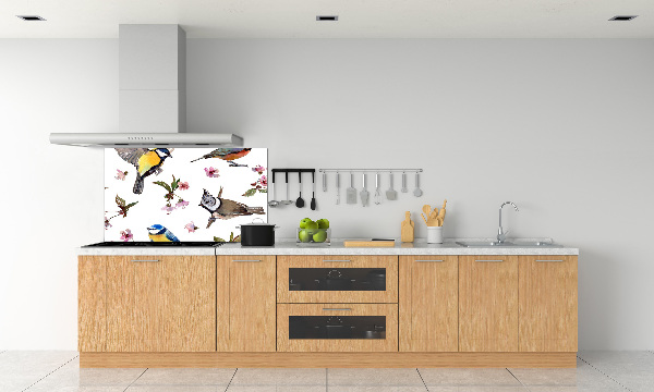 Kitchen splashback Birds cherry flowers