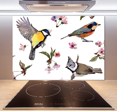 Kitchen splashback Birds cherry flowers