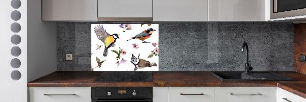 Kitchen splashback Birds cherry flowers