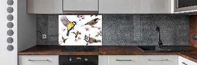 Kitchen splashback Birds cherry flowers