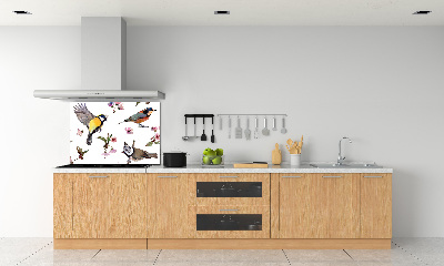 Kitchen splashback Birds cherry flowers