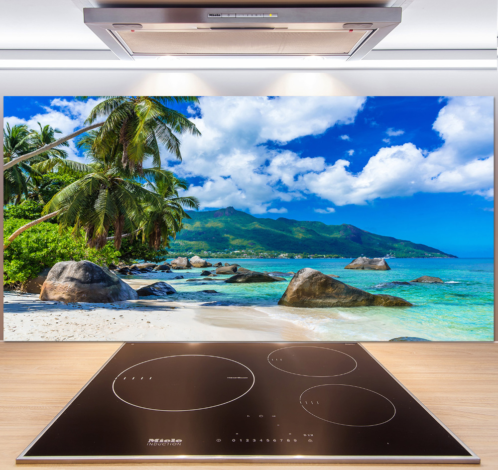 Hob splashback Seychelles beach