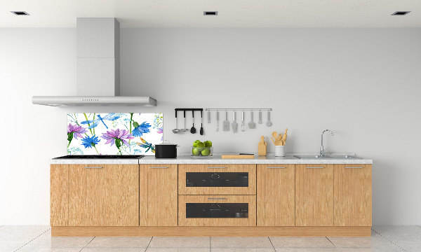 Cooker splashback Flowers and dragonflies