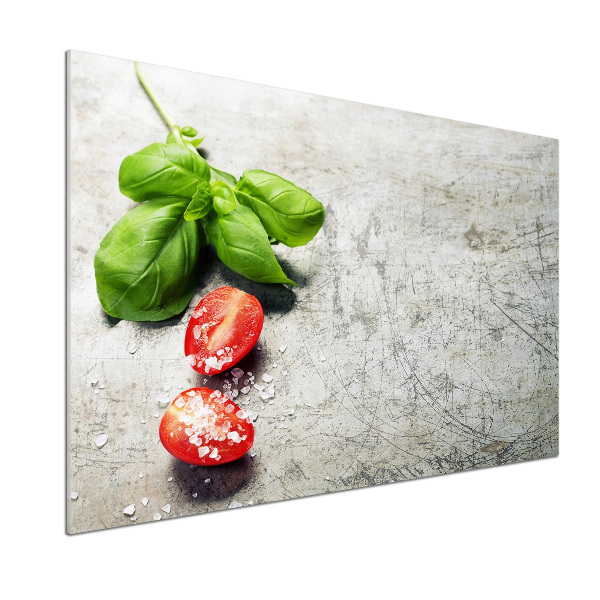 Cooker splashback Tomatoes and basil