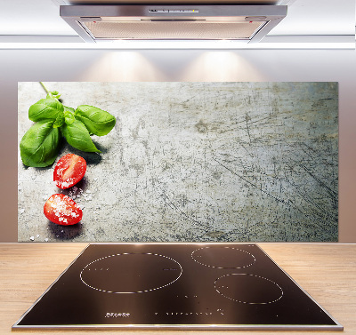 Cooker splashback Tomatoes and basil