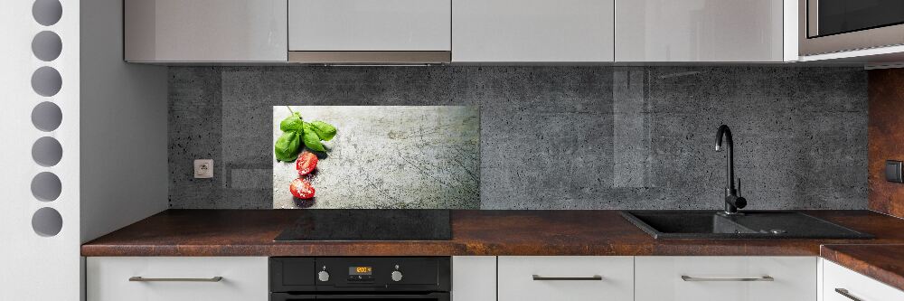 Cooker splashback Tomatoes and basil