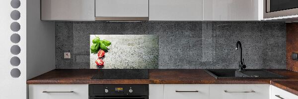 Cooker splashback Tomatoes and basil