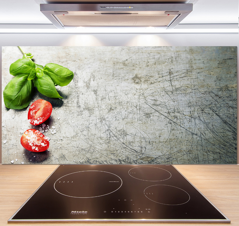 Cooker splashback Tomatoes and basil