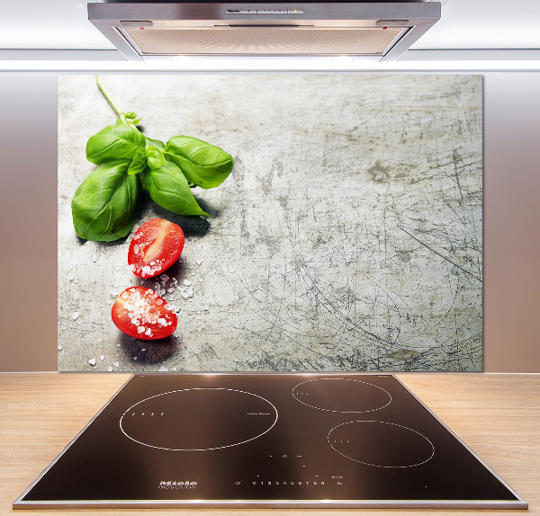 Cooker splashback Tomatoes and basil