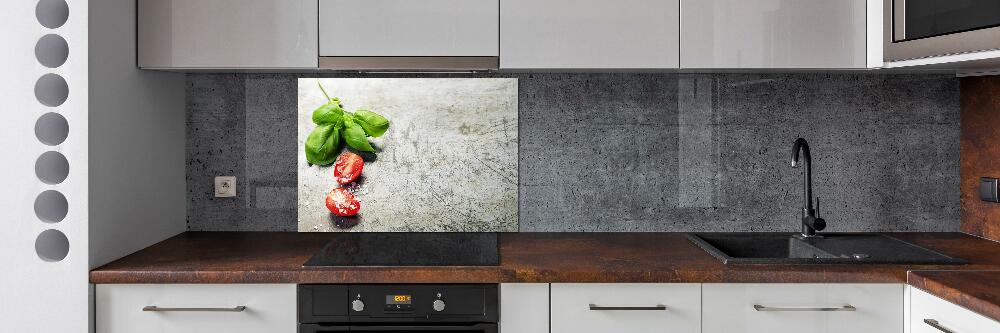 Cooker splashback Tomatoes and basil