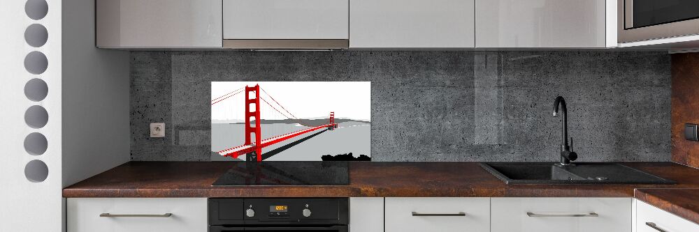 Kitchen wall panels San Francisco bridge