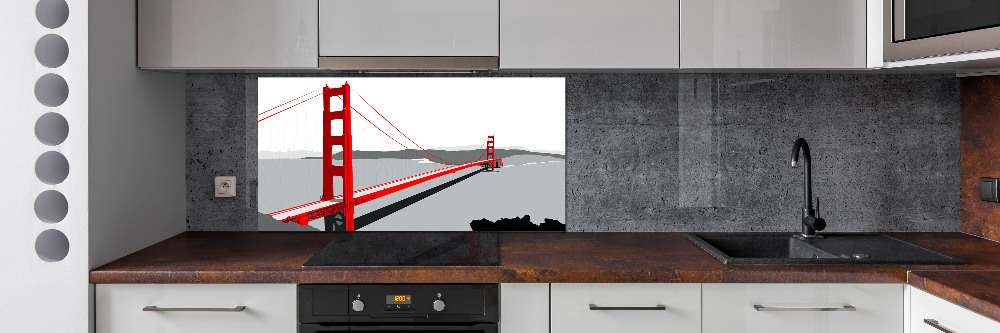 Kitchen wall panels San Francisco bridge