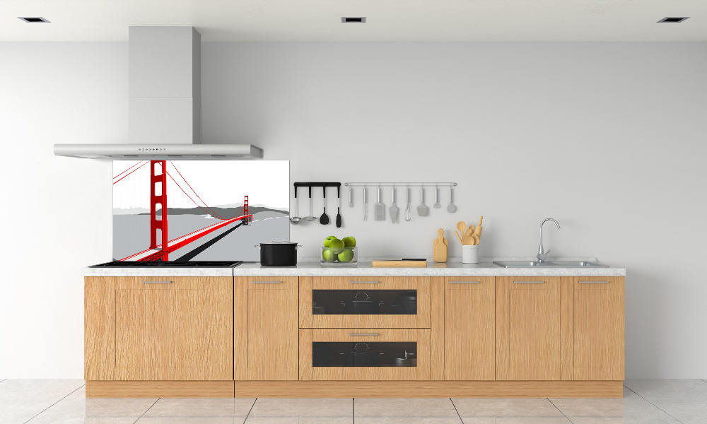 Kitchen wall panels San Francisco bridge